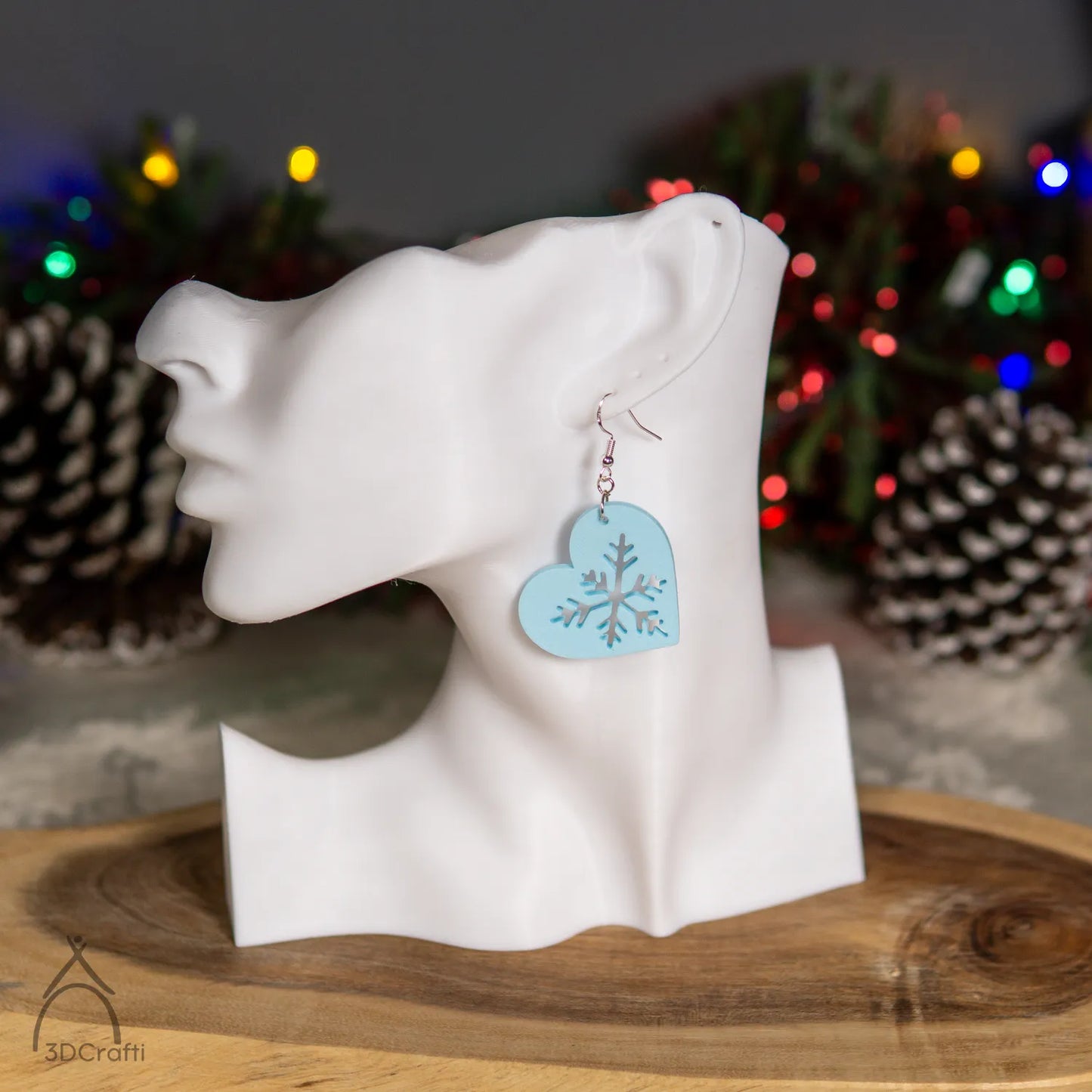 Pendiente corazón con copo